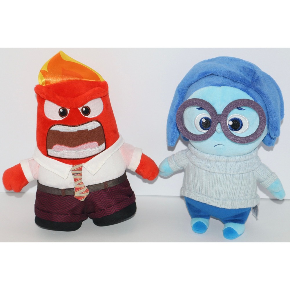 Disney Pixar Inside Out Plush Set Anger and Sadness Stuffed Toy Figures 8 Inch